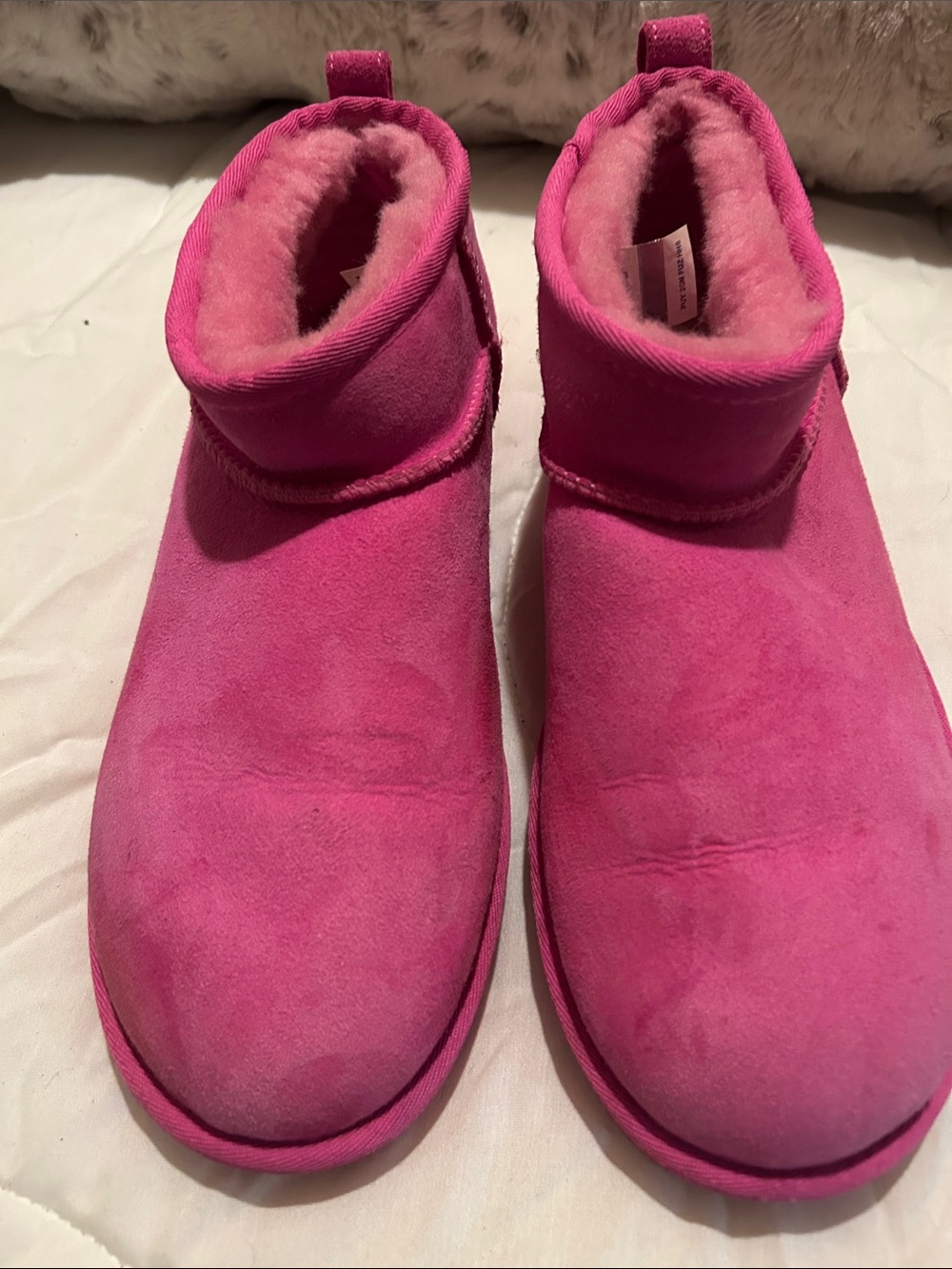 UGG Hot Pink Mini Suede Shearling Boots